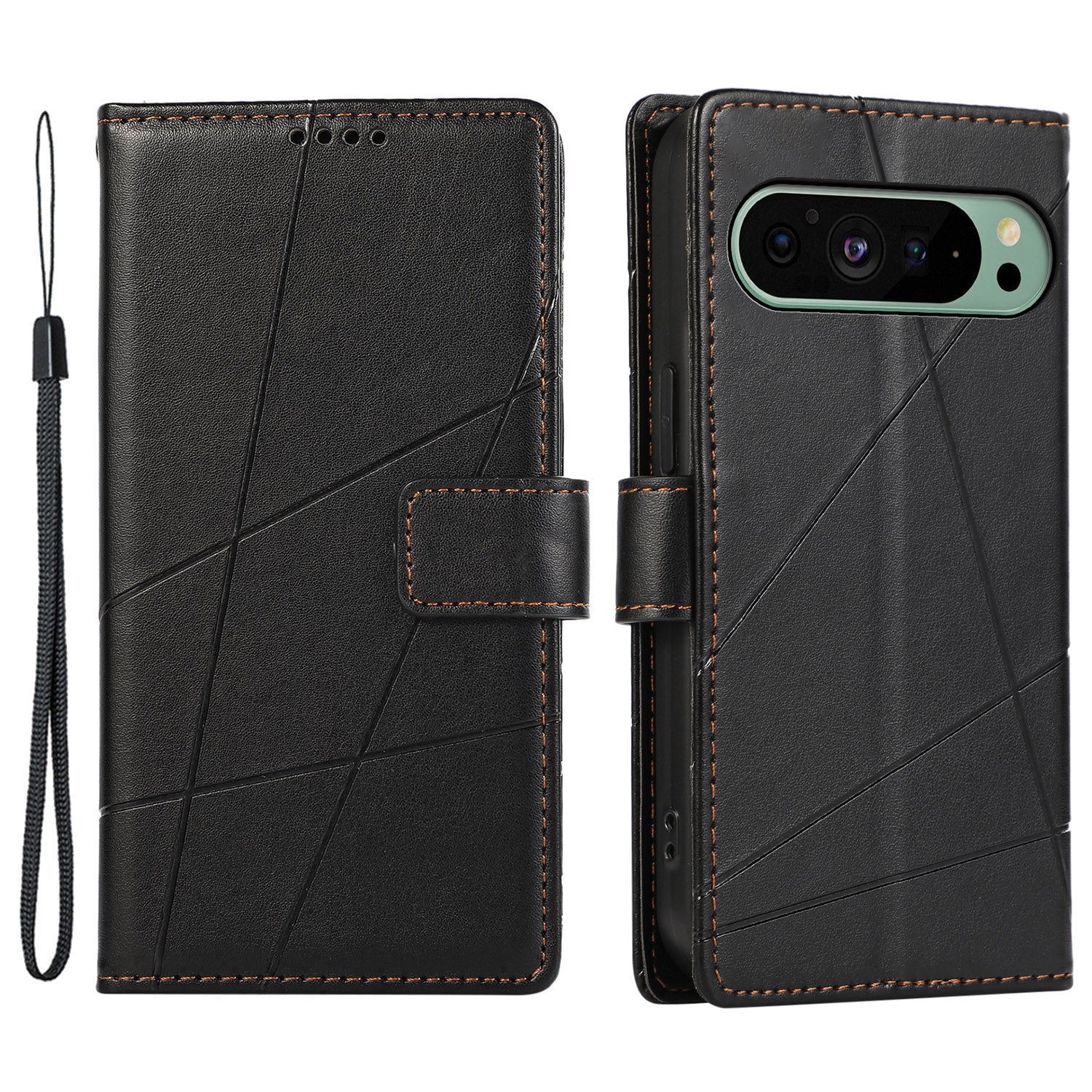 DF-06 For Google Pixel 9 Wallet Case PU Leather Line Imprinted Flip Phone Protector DF-06 For Google Pixel 9 Wallet Case PU Leather Line Imprinted Flip Phone Protector